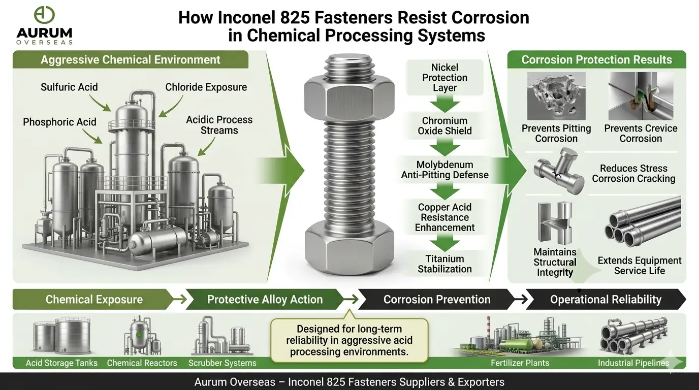 How Inconel 825 fasteners resist sulfuric acid corrosion pitting crevice corrosion and stress corrosion cracking in chemical plants