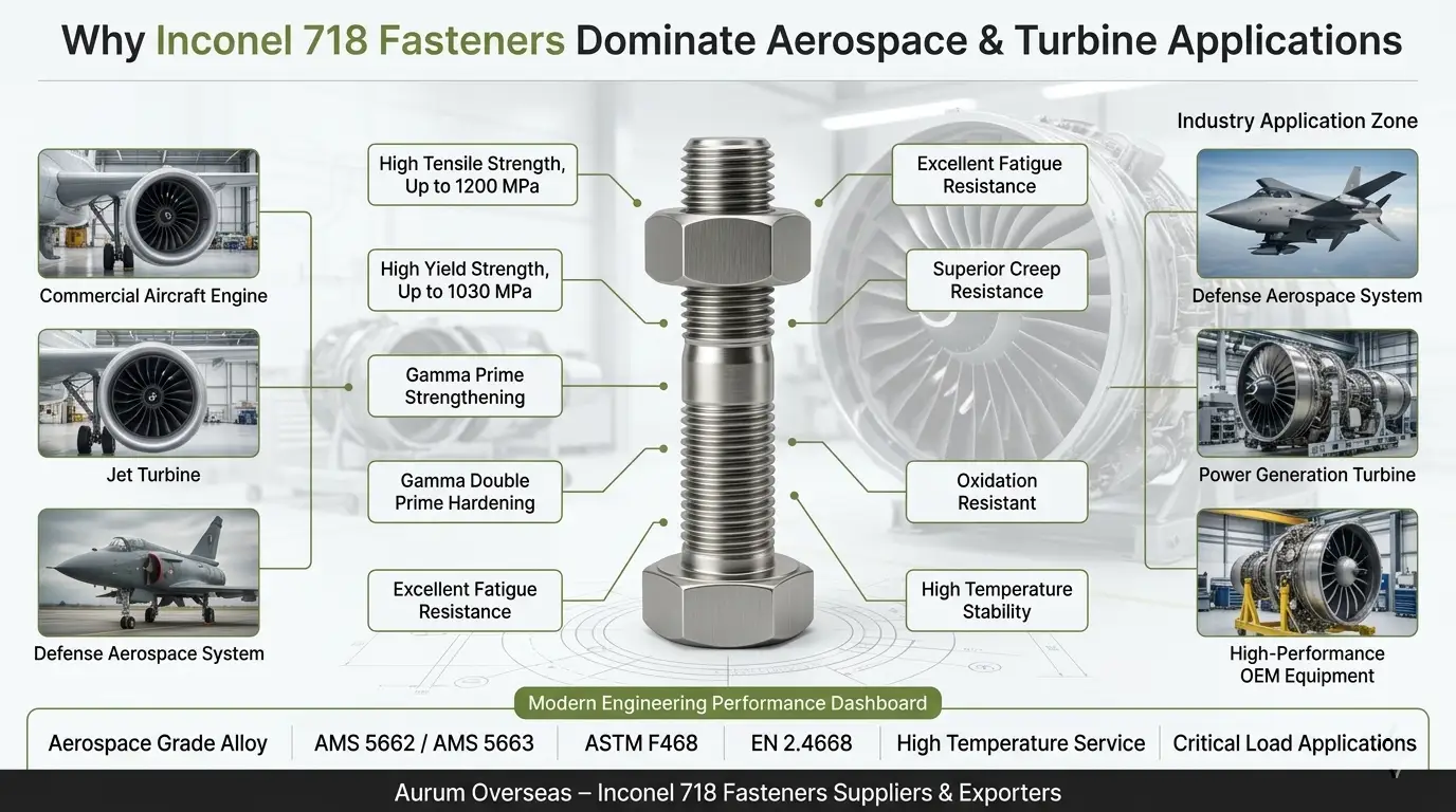 Technical diagram illustrating gamma prime and gamma double prime precipitation hardening mechanism in Inconel 718 fasteners for aerospace applications.
