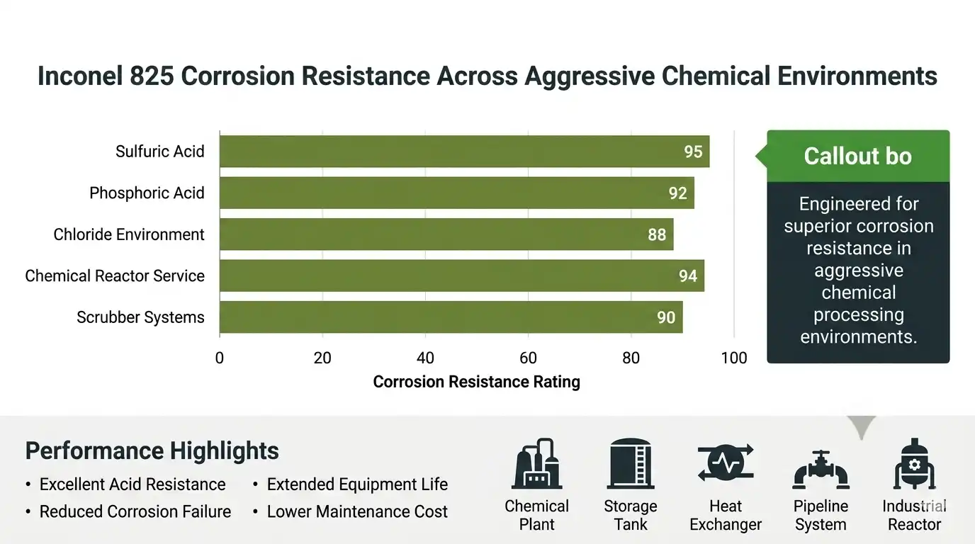 Inconel 825 fasteners corrosion resistance performance graph for sulfuric acid phosphoric acid and chloride environments
